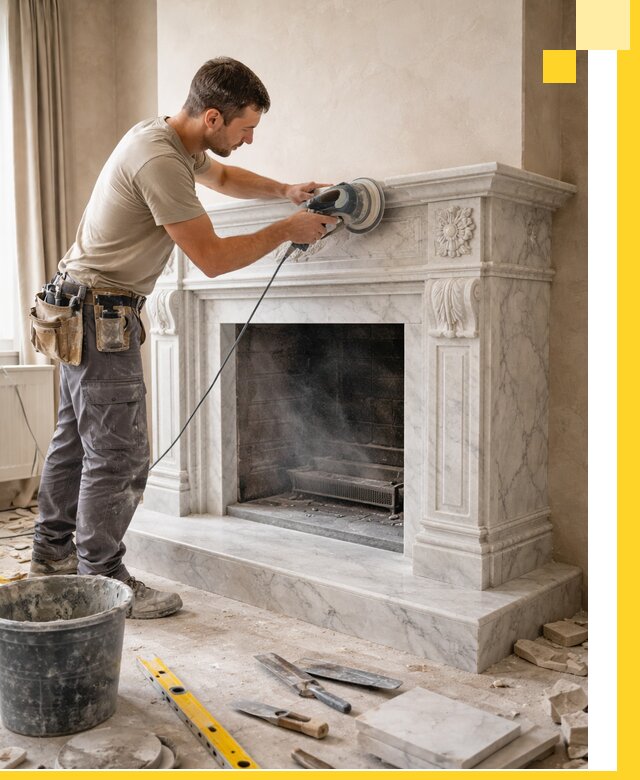 Изготовление и установка мраморных каминов в Сосновом Боре под ключ