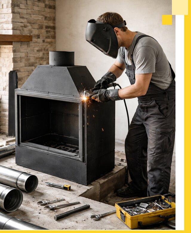 Продажа и установка металлических каминов в Сосновом Боре под ключ