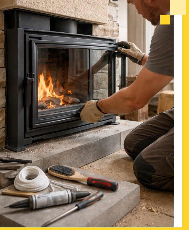 Производство, монтаж и доставка каминов со стеклом в Сосновом Боре