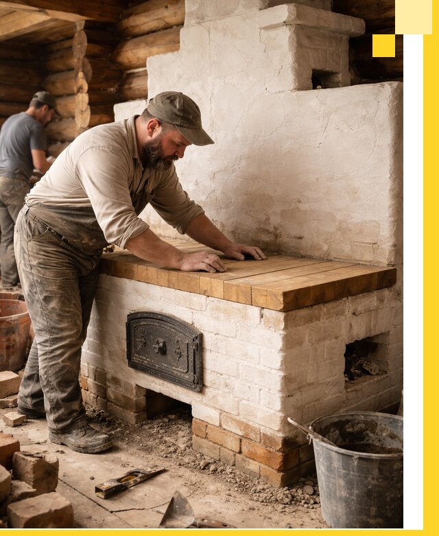 Проектирование и установка русской печи с лежанкой в Сосновом Боре