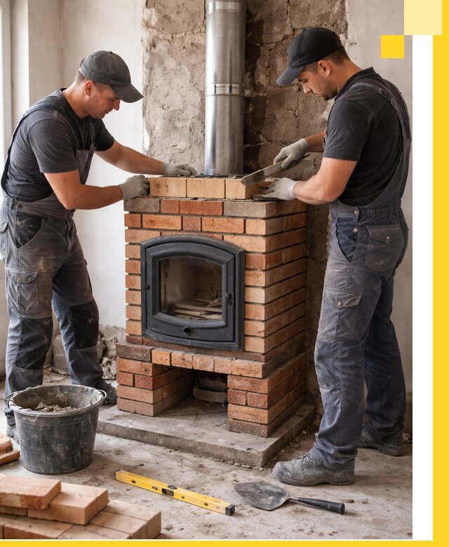 Монтаж печи камина под ключ в Сосновом Боре с гарантией и пусконаладкой