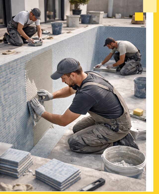 Облицовка бассейнов в Сосновом Боре плитка мозаика гидроизоляция