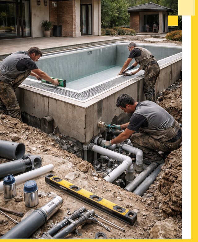 Строительство переливных бассейнов в Сосновом Боре под ключ