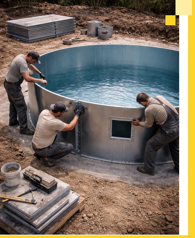 Круглые бассейны под ключ в Сосновом Боре проектирование и монтаж