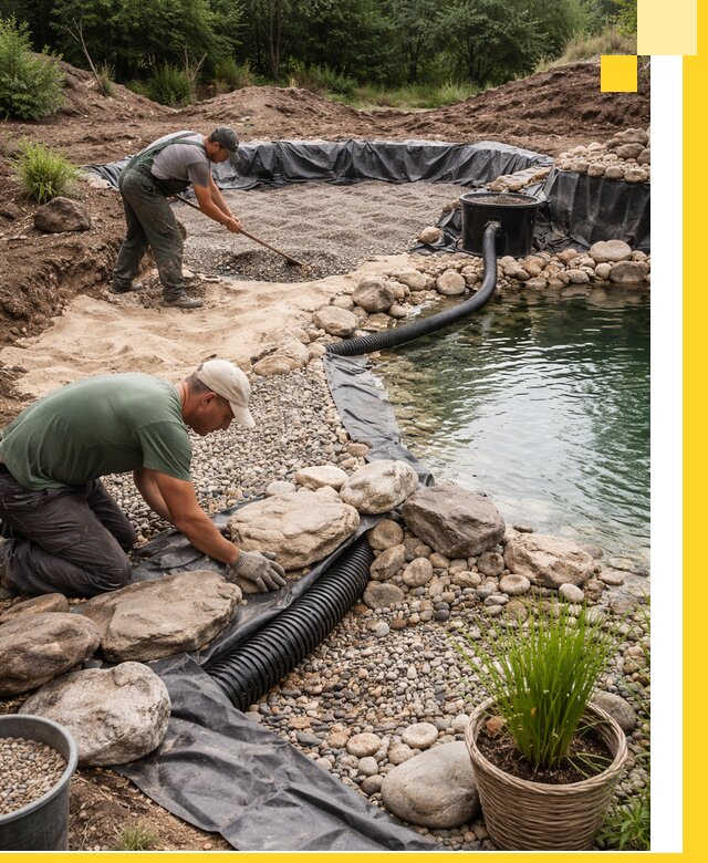 Строительство природных бассейнов и озер в Сосновом Боре под ключ