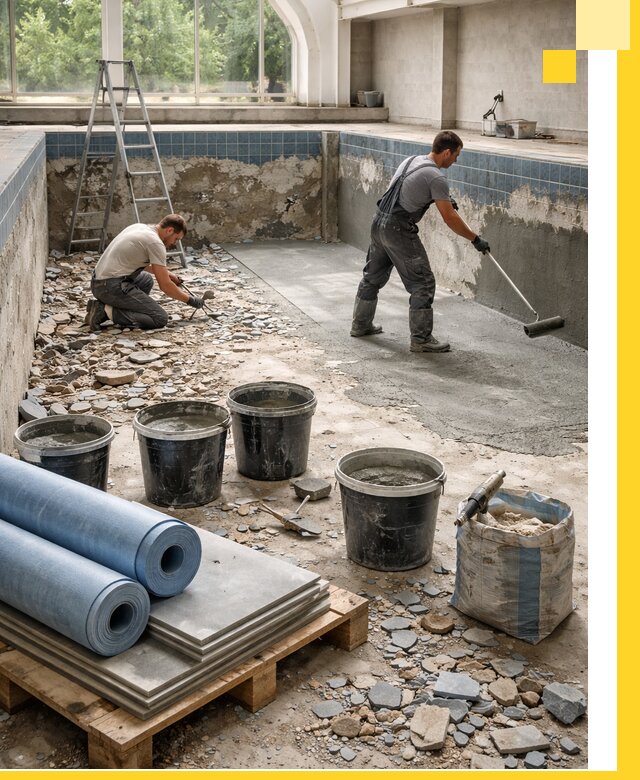 Реконструкция бассейнов в Сосновом Боре: ремонт, гидроизоляция