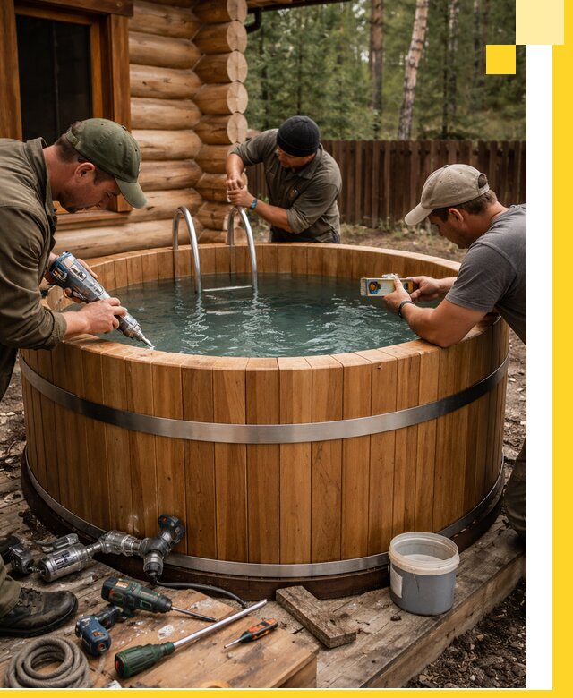 Строительство бань с купелью под ключ и отделкой в Сосновом Боре