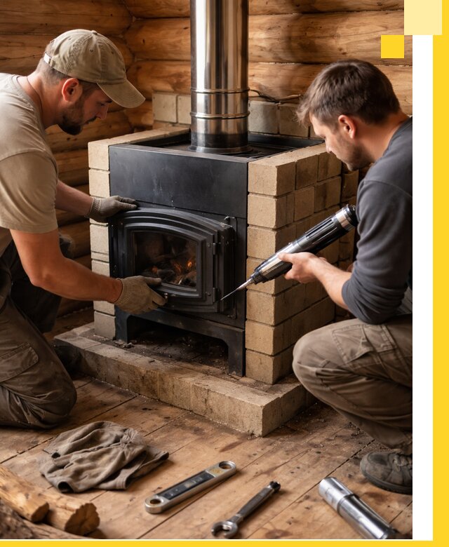 Монтаж и установка печи в бане под ключ с гарантией в Сосновом Боре