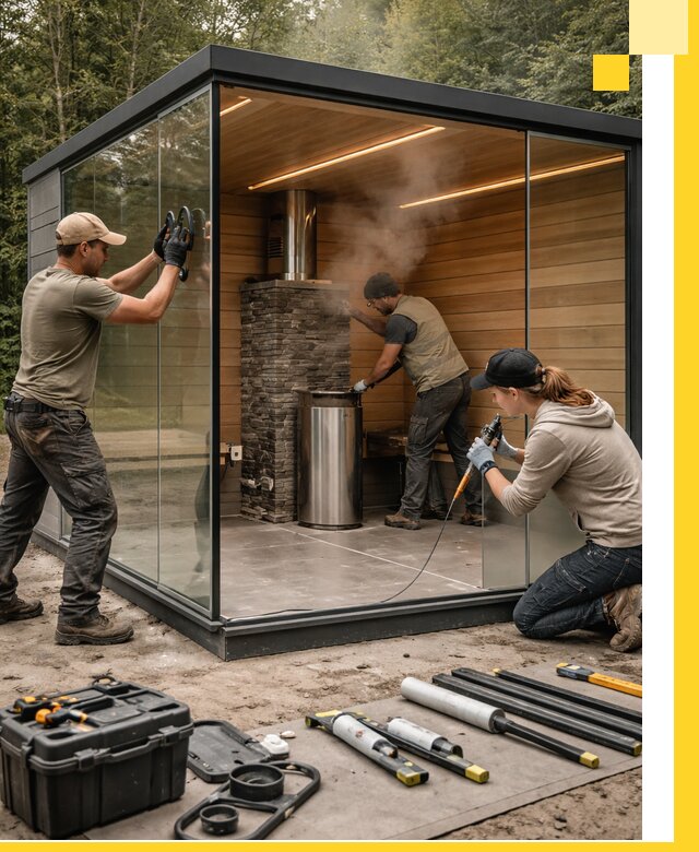 Проектирование и строительство стеклянных бань в Сосновом Боре