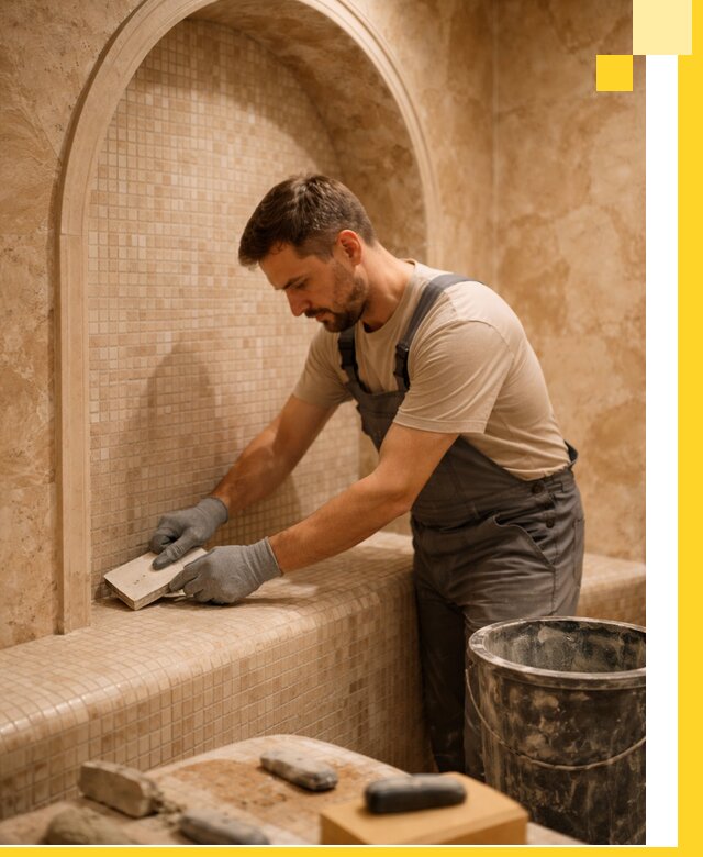 Профессиональная отделка хамамов с мозаикой под ключ в Сосновом Боре