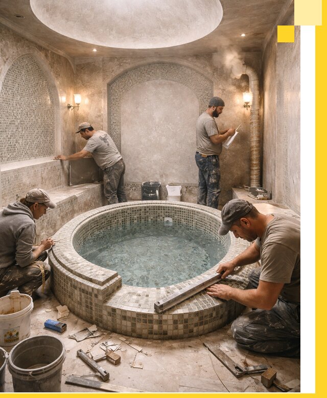 Профессиональное строительство хамама с бассейном в Сосновом Боре под ключ