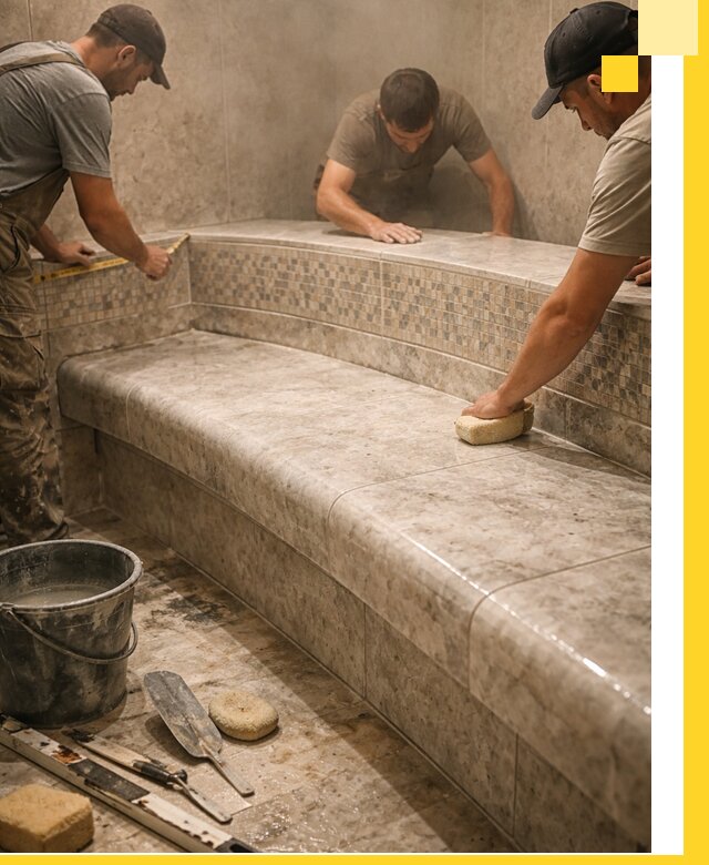 Изготовление и установка сидений для хамама в Сосновом Боре